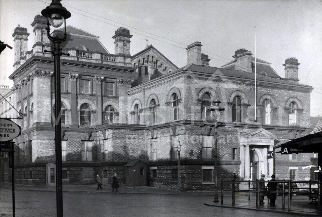 The outside of the Royal Exchange when home to Dorman Long's Drawing Office.