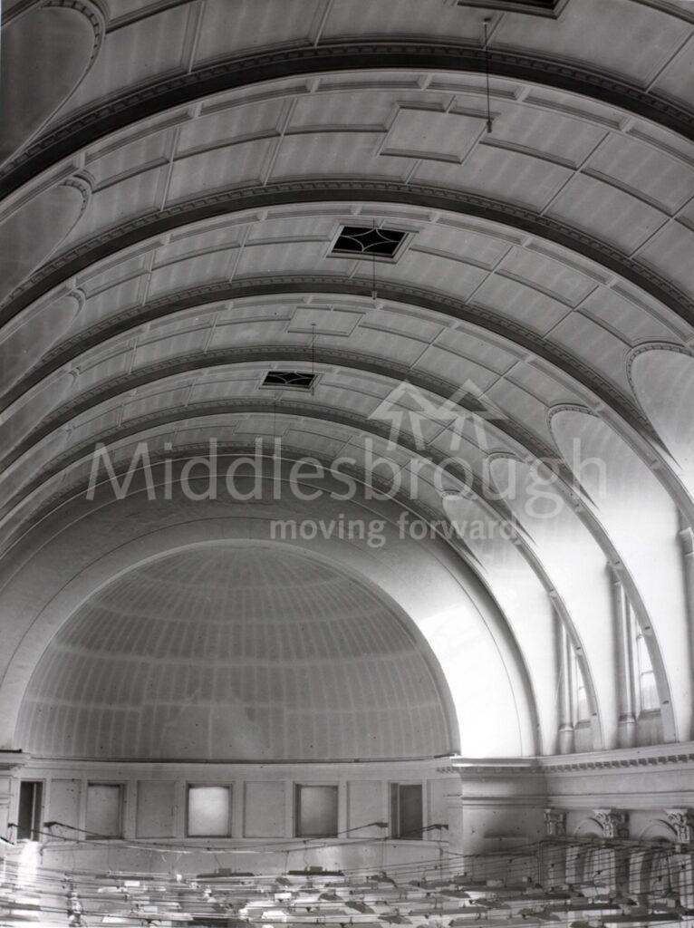 The Royal Exchange's domed ceiling when the Royal Exchange was home to Dorman Long's Drawing Office.
