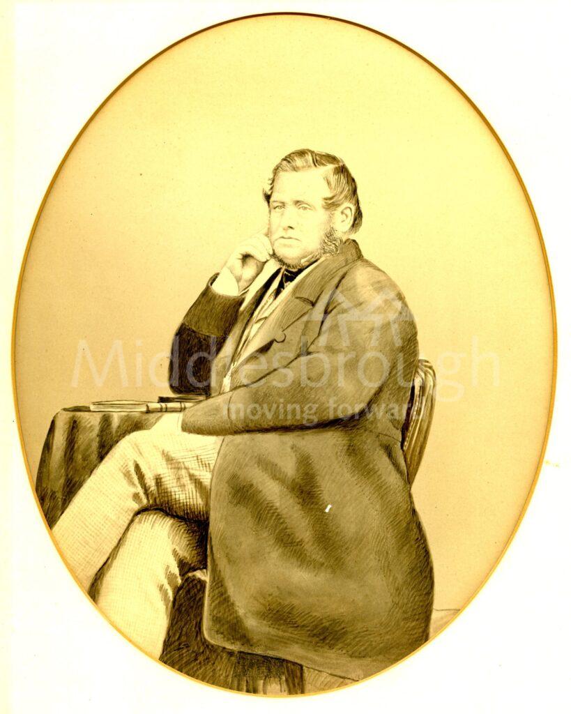 Ironmaster John Vaughan, whose statue previously stood near to the Railway Station. Now located to Centre Square.