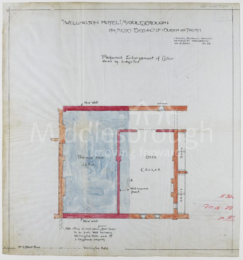 Plans detailing the proposed rebuilding of the Wellington Hotel.