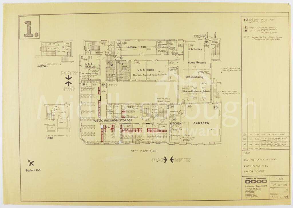 Plans showing the future home of the Public Record Office (Teesside Archives) and the neighbouring property now occupied by Base Camp.