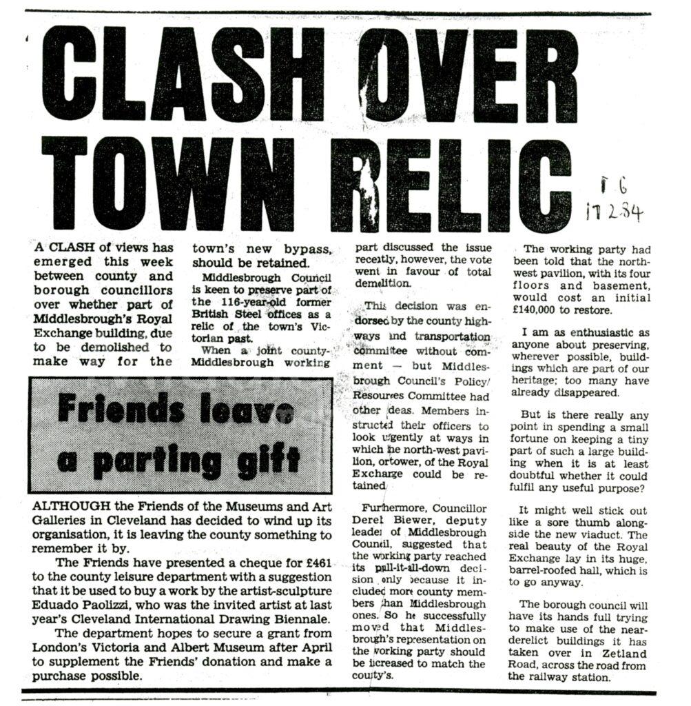 Article on saving part of the Royal Exchange Building.